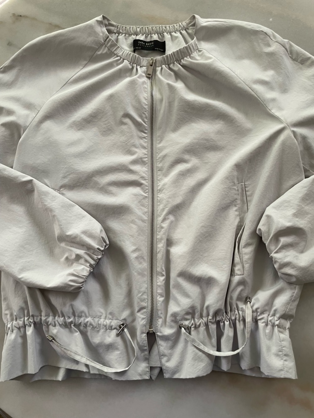 Zara Light Gray Drawstring Bomber Jacket size S